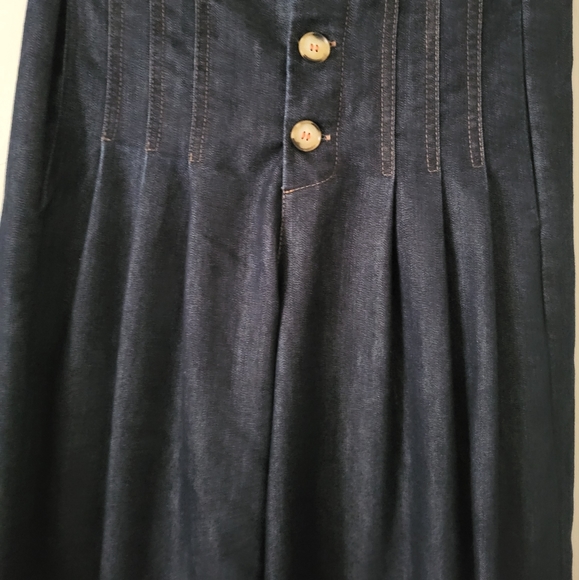 Xetra Pleated Exposed Button Front Wide Leg Denim Pants Size 38/XXS - Picture 3 of 16